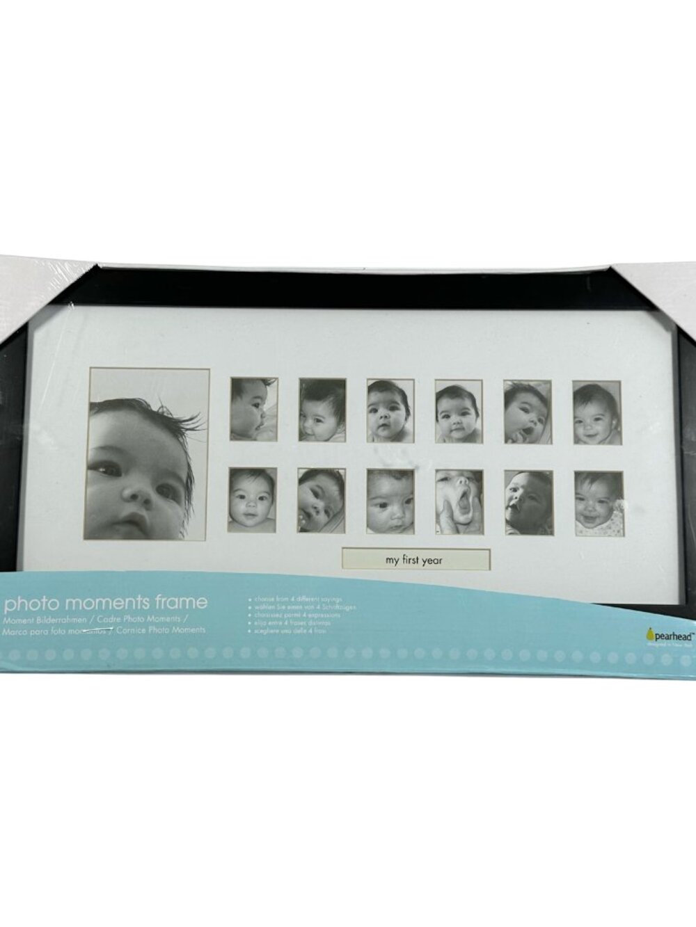 Pearhead “My First Year” Baby Photo Frame Black Modern, New Sealed